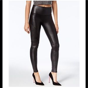 SPANX Moto Faux Leather Leggings in Very Black